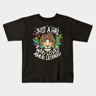 just a girl who loves Amur Leopard Kids T-Shirt